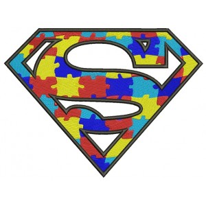 Autism Awareness Superman Filled Machine Embroidery Design Digitized Pattern